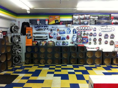Tire display within the Auto Addictions shop